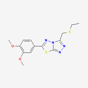 molecular formula C14H16N4O2S2 B13369313 6-(3,4-Dimethoxyphenyl)-3-[(ethylsulfanyl)methyl][1,2,4]triazolo[3,4-b][1,3,4]thiadiazole 
