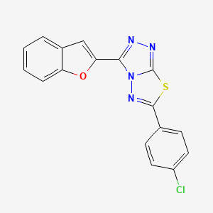 molecular formula C17H9ClN4OS B13369314 3-(1-Benzofuran-2-yl)-6-(4-chlorophenyl)[1,2,4]triazolo[3,4-b][1,3,4]thiadiazole 