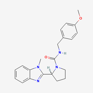molecular formula C21H24N4O2 B13369321 N-(4-methoxybenzyl)-2-(1-methyl-1H-benzimidazol-2-yl)-1-pyrrolidinecarboxamide 