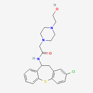 molecular formula C22H26ClN3O2S B13369347 N-(2-chloro-10,11-dihydrodibenzo[b,f]thiepin-10-yl)-2-[4-(2-hydroxyethyl)-1-piperazinyl]acetamide 