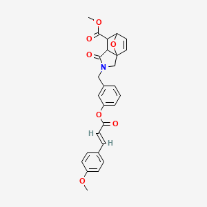 molecular formula C27H25NO7 B13369392 Methyl 3-(3-{[3-(4-methoxyphenyl)acryloyl]oxy}benzyl)-4-oxo-10-oxa-3-azatricyclo[5.2.1.0~1,5~]dec-8-ene-6-carboxylate 