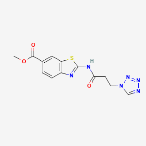 molecular formula C13H12N6O3S B13369397 methyl 2-{[3-(1H-tetraazol-1-yl)propanoyl]amino}-1,3-benzothiazole-6-carboxylate 