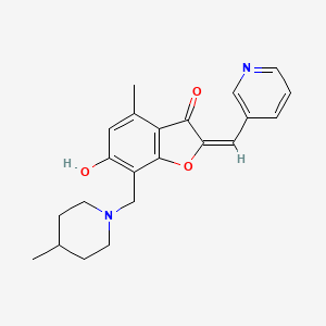 molecular formula C22H24N2O3 B13369425 6-hydroxy-4-methyl-7-[(4-methyl-1-piperidinyl)methyl]-2-(3-pyridinylmethylene)-1-benzofuran-3(2H)-one 