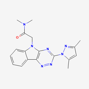 molecular formula C18H19N7O B13369432 2-[3-(3,5-dimethyl-1H-pyrazol-1-yl)-5H-[1,2,4]triazino[5,6-b]indol-5-yl]-N,N-dimethylacetamide 