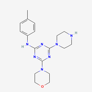 molecular formula C18H25N7O B13369455 N-(4-methylphenyl)-N-[4-(4-morpholinyl)-6-(1-piperazinyl)-1,3,5-triazin-2-yl]amine 