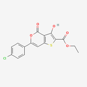 molecular formula C16H11ClO5S B13369462 ethyl 6-(4-chlorophenyl)-3-hydroxy-4-oxo-4H-thieno[3,2-c]pyran-2-carboxylate 