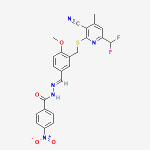 molecular formula C24H19F2N5O4S B13369485 N'-[3-({[3-cyano-6-(difluoromethyl)-4-methyl-2-pyridinyl]sulfanyl}methyl)-4-methoxybenzylidene]-4-nitrobenzohydrazide 