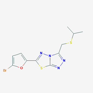molecular formula C11H11BrN4OS2 B13369520 6-(5-Bromo-2-furyl)-3-[(isopropylsulfanyl)methyl][1,2,4]triazolo[3,4-b][1,3,4]thiadiazole 