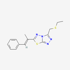 molecular formula C15H16N4S2 B13369599 Ethyl [6-(1-methyl-2-phenylvinyl)[1,2,4]triazolo[3,4-b][1,3,4]thiadiazol-3-yl]methyl sulfide 