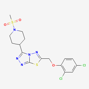 molecular formula C16H17Cl2N5O3S2 B13369621 6-[(2,4-Dichlorophenoxy)methyl]-3-[1-(methylsulfonyl)-4-piperidinyl][1,2,4]triazolo[3,4-b][1,3,4]thiadiazole 