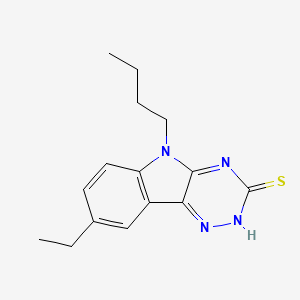 molecular formula C15H18N4S B13369627 5-butyl-8-ethyl-5H-[1,2,4]triazino[5,6-b]indole-3-thiol 