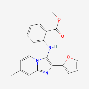 molecular formula C20H17N3O3 B13369651 Methyl 2-{[2-(2-furyl)-7-methylimidazo[1,2-a]pyridin-3-yl]amino}benzoate 