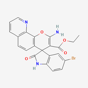 molecular formula C22H16BrN3O4 B13369722 Ethyl 2'-amino-5-bromo-1,2-dihydro-2-oxospiro(indole-3,4'-pyrano[3,2-h]quinoline)-3'-carboxylate 