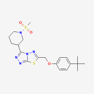 molecular formula C20H27N5O3S2 B13369760 6-[(4-Tert-butylphenoxy)methyl]-3-[1-(methylsulfonyl)-3-piperidinyl][1,2,4]triazolo[3,4-b][1,3,4]thiadiazole 