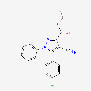 molecular formula C19H14ClN3O2 B13369773 ethyl 5-(4-chlorophenyl)-4-cyano-1-phenyl-1H-pyrazole-3-carboxylate 