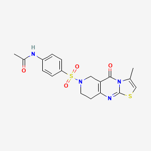 molecular formula C18H18N4O4S2 B13369774 N-{4-[(3-methyl-5-oxo-8,9-dihydro-5H-pyrido[4,3-d][1,3]thiazolo[3,2-a]pyrimidin-7(6H)-yl)sulfonyl]phenyl}acetamide 