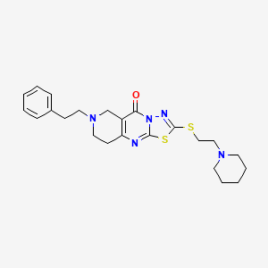 molecular formula C23H29N5OS2 B13369827 7-(2-phenylethyl)-2-{[2-(1-piperidinyl)ethyl]sulfanyl}-6,7,8,9-tetrahydro-5H-pyrido[4,3-d][1,3,4]thiadiazolo[3,2-a]pyrimidin-5-one 