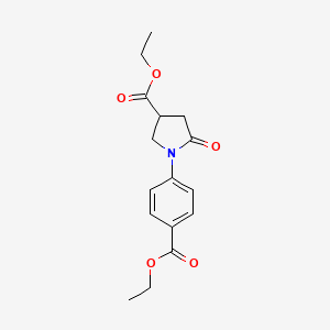 molecular formula C16H19NO5 B13369831 Ethyl 1-[4-(ethoxycarbonyl)phenyl]-5-oxopyrrolidine-3-carboxylate 
