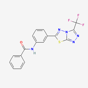 molecular formula C17H10F3N5OS B13369891 N-{3-[3-(trifluoromethyl)[1,2,4]triazolo[3,4-b][1,3,4]thiadiazol-6-yl]phenyl}benzamide 