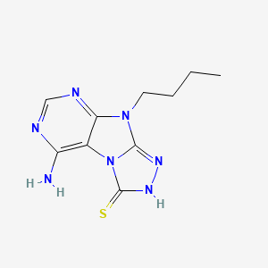 molecular formula C10H13N7S B13369901 5-amino-9-butyl-9H-[1,2,4]triazolo[3,4-f]purin-3-yl hydrosulfide 