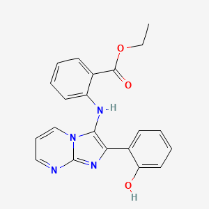 molecular formula C21H18N4O3 B13369916 Ethyl 2-{[2-(2-hydroxyphenyl)imidazo[1,2-a]pyrimidin-3-yl]amino}benzoate 