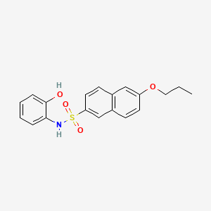 molecular formula C19H19NO4S B13369951 N-(2-hydroxyphenyl)-6-propoxy-2-naphthalenesulfonamide 