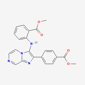 molecular formula C22H18N4O4 B13369958 Methyl 2-({2-[4-(methoxycarbonyl)phenyl]imidazo[1,2-a]pyrazin-3-yl}amino)benzoate 