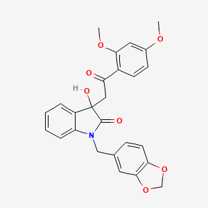 molecular formula C26H23NO7 B13369959 1-(1,3-benzodioxol-5-ylmethyl)-3-[2-(2,4-dimethoxyphenyl)-2-oxoethyl]-3-hydroxy-1,3-dihydro-2H-indol-2-one 