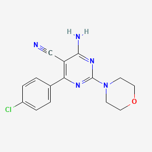 molecular formula C15H14ClN5O B13369963 4-Amino-6-(4-chlorophenyl)-2-(4-morpholinyl)-5-pyrimidinecarbonitrile 