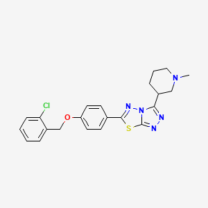 molecular formula C22H22ClN5OS B13369966 6-{4-[(2-Chlorobenzyl)oxy]phenyl}-3-(1-methyl-3-piperidinyl)[1,2,4]triazolo[3,4-b][1,3,4]thiadiazole 