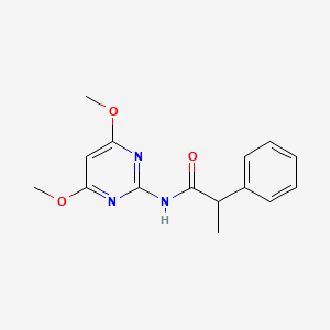 molecular formula C15H17N3O3 B13370045 N-(4,6-dimethoxy-2-pyrimidinyl)-2-phenylpropanamide 