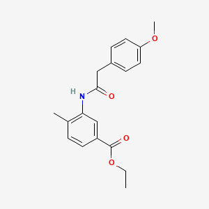 molecular formula C19H21NO4 B13370048 Ethyl 3-{[(4-methoxyphenyl)acetyl]amino}-4-methylbenzoate 