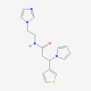 molecular formula C16H18N4OS B13370092 N-[2-(1H-imidazol-1-yl)ethyl]-3-(1H-pyrrol-1-yl)-3-(thiophen-3-yl)propanamide 