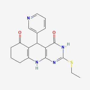 molecular formula C18H18N4O2S B13370119 2-Ethylsulfanyl-5-pyridin-3-yl-1,5,7,8,9,10-hexahydropyrimido[4,5-b]quinoline-4,6-dione 