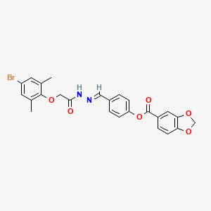 molecular formula C25H21BrN2O6 B13370120 4-{2-[(4-Bromo-2,6-dimethylphenoxy)acetyl]carbohydrazonoyl}phenyl 1,3-benzodioxole-5-carboxylate 