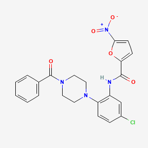 molecular formula C22H19ClN4O5 B13370160 N-[2-(4-benzoyl-1-piperazinyl)-5-chlorophenyl]-5-nitro-2-furamide 