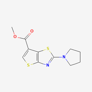 molecular formula C11H12N2O2S2 B13370178 Methyl 2-(1-pyrrolidinyl)thieno[2,3-d][1,3]thiazole-6-carboxylate 