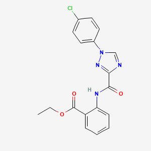 molecular formula C18H15ClN4O3 B13370211 ethyl 2-({[1-(4-chlorophenyl)-1H-1,2,4-triazol-3-yl]carbonyl}amino)benzoate 