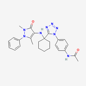 molecular formula C26H30N8O2 B13370321 N-[4-(5-{1-[(2,5-dimethyl-3-oxo-1-phenyl-2,3-dihydro-1H-pyrazol-4-yl)amino]cyclohexyl}-1H-tetraazol-1-yl)phenyl]acetamide 