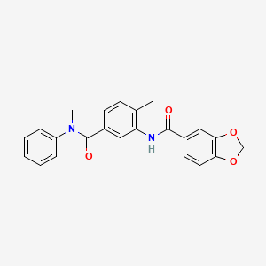 molecular formula C23H20N2O4 B13370327 N-{2-methyl-5-[(methylanilino)carbonyl]phenyl}-1,3-benzodioxole-5-carboxamide 
