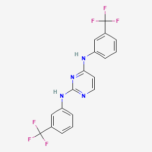 molecular formula C18H12F6N4 B13370417 N-{2-[3-(trifluoromethyl)anilino]-4-pyrimidinyl}-N-[3-(trifluoromethyl)phenyl]amine 