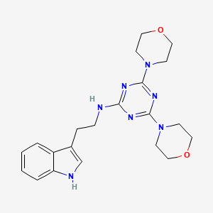 molecular formula C21H27N7O2 B13370460 N-[4,6-di(4-morpholinyl)-1,3,5-triazin-2-yl]-N-[2-(1H-indol-3-yl)ethyl]amine 