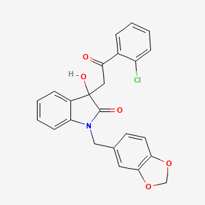 molecular formula C24H18ClNO5 B13370554 1-(1,3-benzodioxol-5-ylmethyl)-3-[2-(2-chlorophenyl)-2-oxoethyl]-3-hydroxy-1,3-dihydro-2H-indol-2-one 