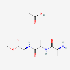 molecular formula C12H23N3O6 B1337069 (S)-Methyl 2-((S)-2-((S)-2-aminopropanamido)propanamido)propanoate acetate CAS No. 84794-58-1