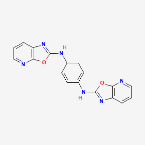 molecular formula C18H12N6O2 B13370793 N-[1,3]oxazolo[5,4-b]pyridin-2-yl-N-[4-([1,3]oxazolo[5,4-b]pyridin-2-ylamino)phenyl]amine 