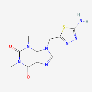 molecular formula C10H11N7O2S B1337098 9-[(5-amino-1,3,4-thiadiazol-2-yl)methyl]-1,3-dimethyl-3,9-dihydro-1H-purine-2,6-dione CAS No. 958994-81-5