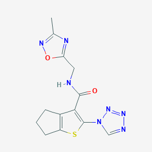 molecular formula C13H13N7O2S B13370992 N-[(3-methyl-1,2,4-oxadiazol-5-yl)methyl]-2-(1H-tetraazol-1-yl)-5,6-dihydro-4H-cyclopenta[b]thiophene-3-carboxamide 
