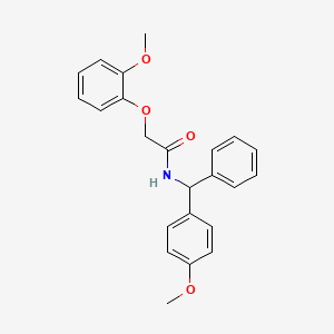 molecular formula C23H23NO4 B13371022 2-(2-methoxyphenoxy)-N-[(4-methoxyphenyl)(phenyl)methyl]acetamide 