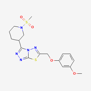 molecular formula C17H21N5O4S2 B13371118 6-[(3-Methoxyphenoxy)methyl]-3-[1-(methylsulfonyl)-3-piperidinyl][1,2,4]triazolo[3,4-b][1,3,4]thiadiazole 