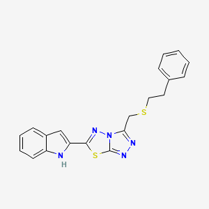 molecular formula C20H17N5S2 B13371137 2-(3-{[(2-phenylethyl)sulfanyl]methyl}[1,2,4]triazolo[3,4-b][1,3,4]thiadiazol-6-yl)-1H-indole 